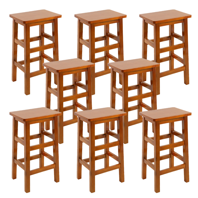 Solid Wood Bar Stool Footrest Armless Counter Stool for Dining Room