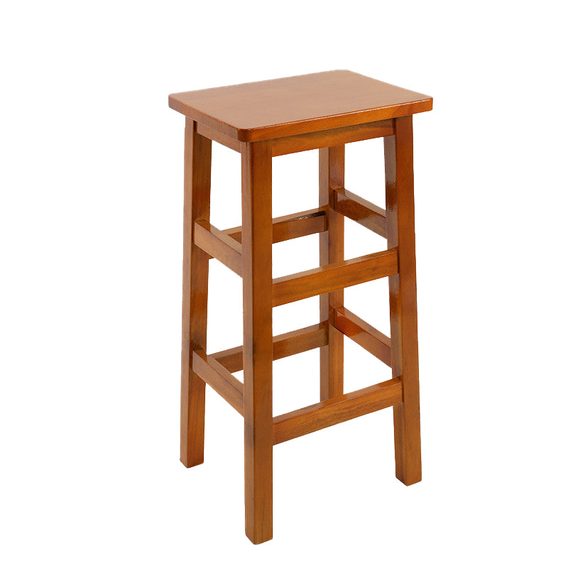 Solid Wood Bar Stool Footrest Armless Counter Stool for Dining Room