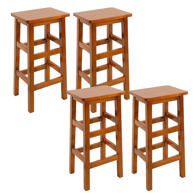 Solid Wood Bar Stool Footrest Armless Counter Stool for Dining Room