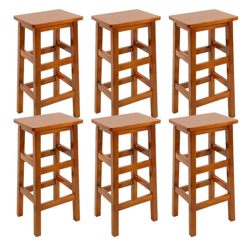 Solid Wood Bar Stool Footrest Armless Counter Stool for Dining Room