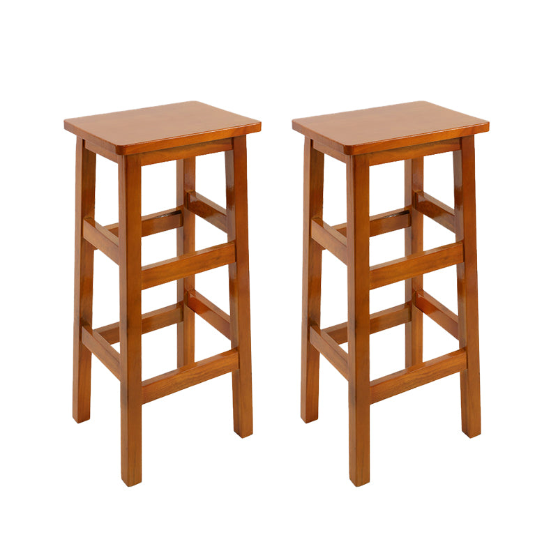 Solid Wood Bar Stool Footrest Armless Counter Stool for Dining Room