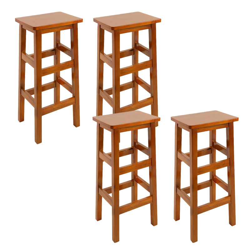 Solid Wood Bar Stool Footrest Armless Counter Stool for Dining Room