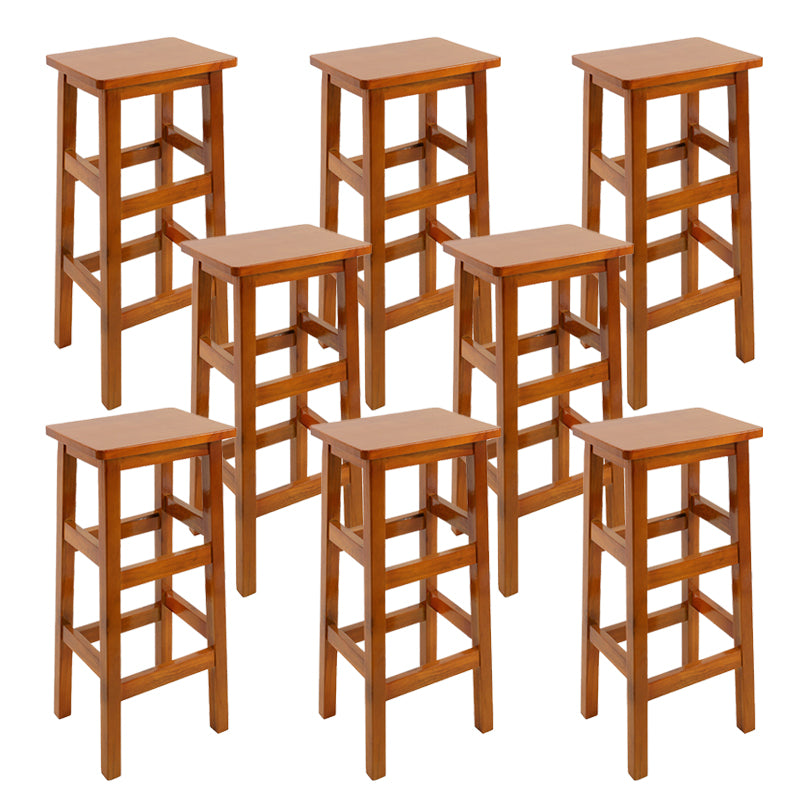 Solid Wood Bar Stool Footrest Armless Counter Stool for Dining Room