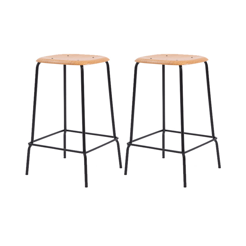 Solid Wood Counter & Bar Stools Modern Indoor Stools with Metal Base