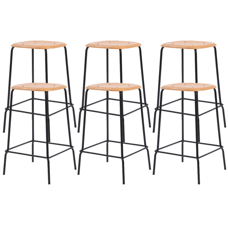 Solid Wood Counter & Bar Stools Modern Indoor Stools with Metal Base