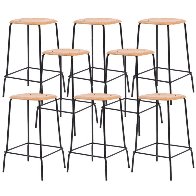 Solid Wood Counter & Bar Stools Modern Indoor Stools with Metal Base