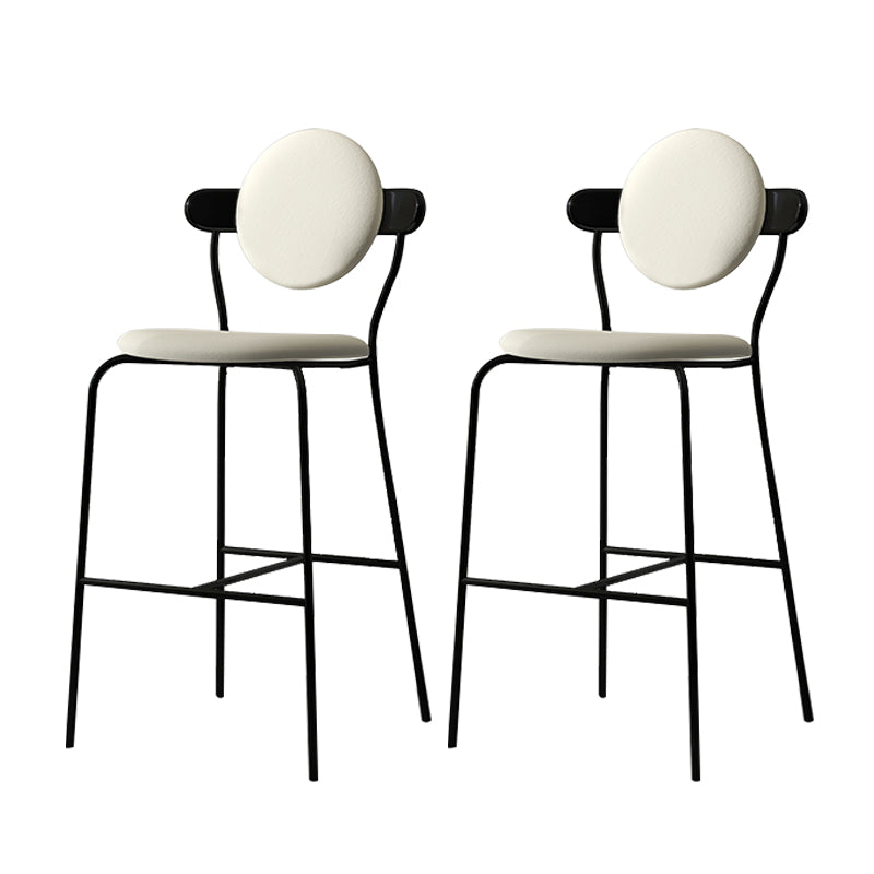 White Upholstered Stools for Small Places Industrial Indoor Bar Stools