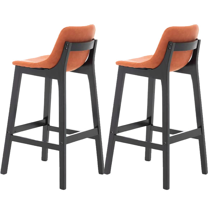 Industrial Faux Leather Bar Stools Indoor Solid Back Stools with Wooden Frame