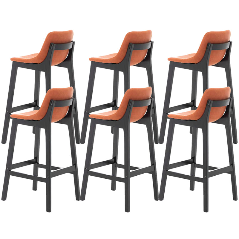 Industrial Faux Leather Bar Stools Indoor Solid Back Stools with Wooden Frame
