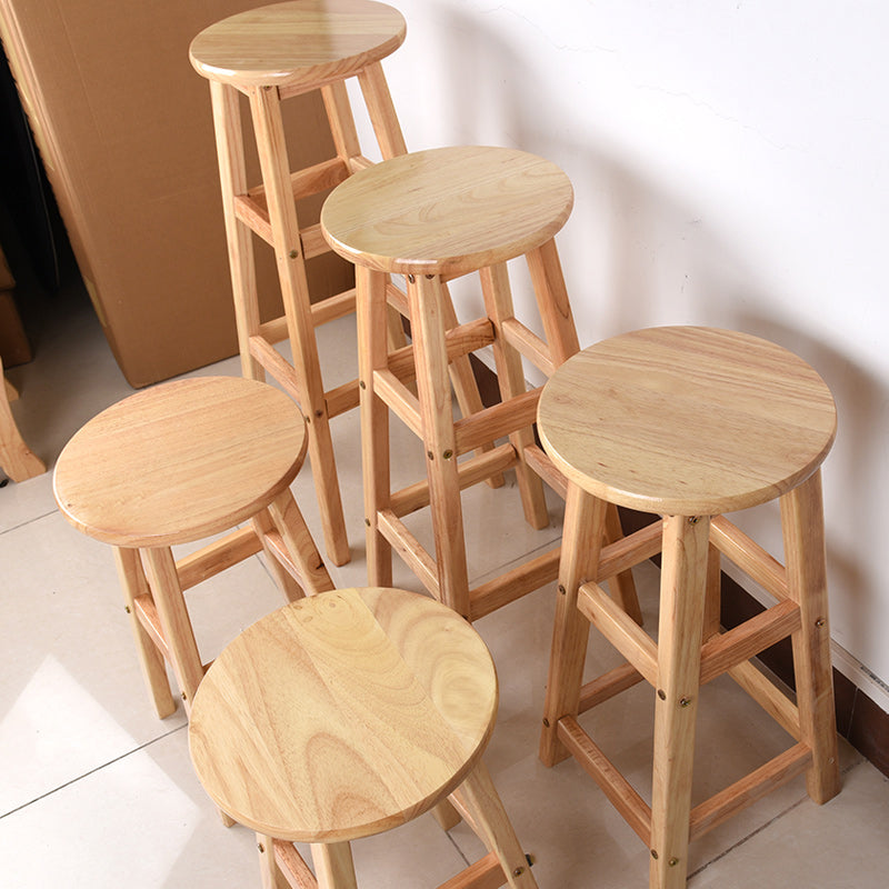Light Wood Finish Counter & Bar Stools Modern Indoor Stools with 4 Legs
