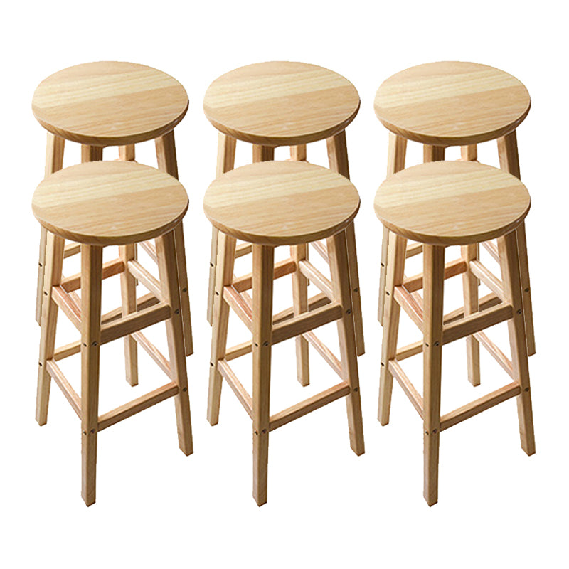Light Wood Finish Counter & Bar Stools Modern Indoor Stools with 4 Legs