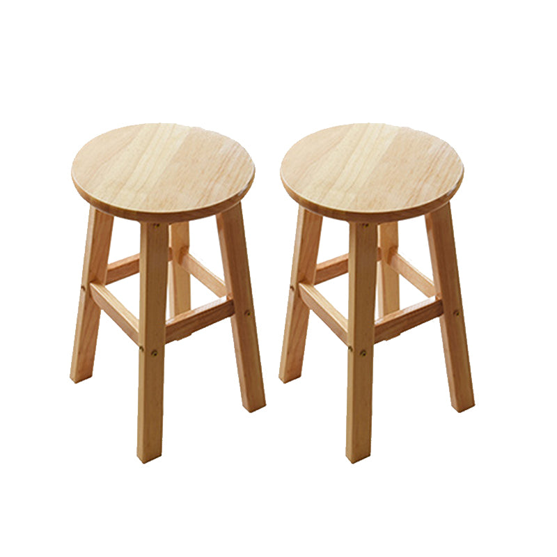 Light Wood Finish Counter & Bar Stools Modern Indoor Stools with 4 Legs