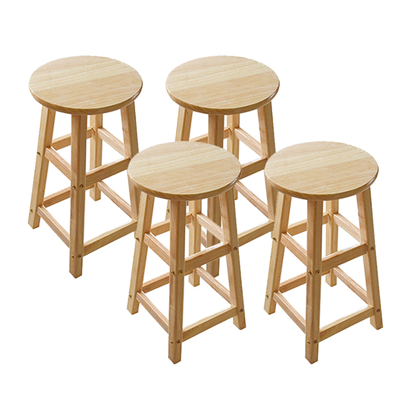Light Wood Finish Counter & Bar Stools Modern Indoor Stools with 4 Legs