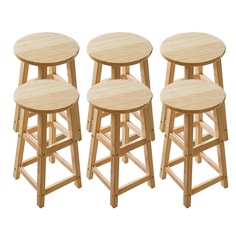 Light Wood Finish Counter & Bar Stools Modern Indoor Stools with 4 Legs