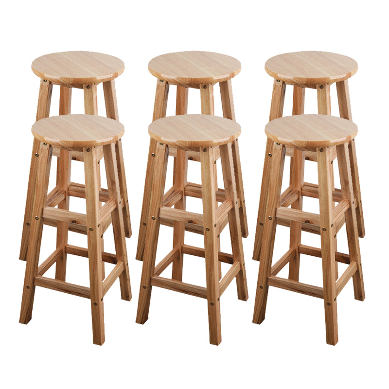 Light Wood Finish Counter & Bar Stools Modern Indoor Stools with 4 Legs