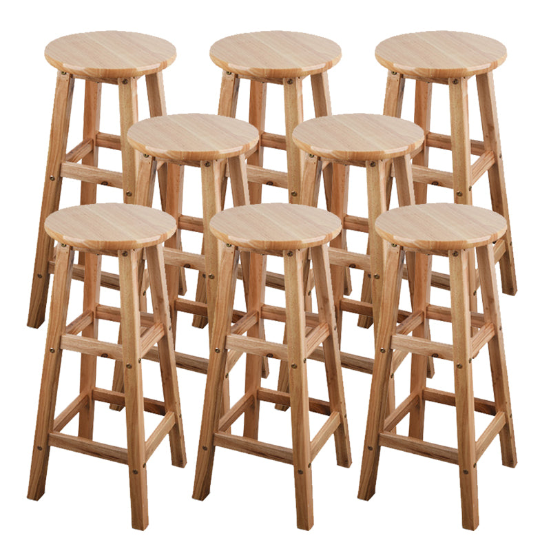 Light Wood Finish Counter & Bar Stools Modern Indoor Stools with 4 Legs
