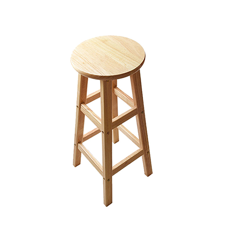 Light Wood Finish Counter & Bar Stools Modern Indoor Stools with 4 Legs