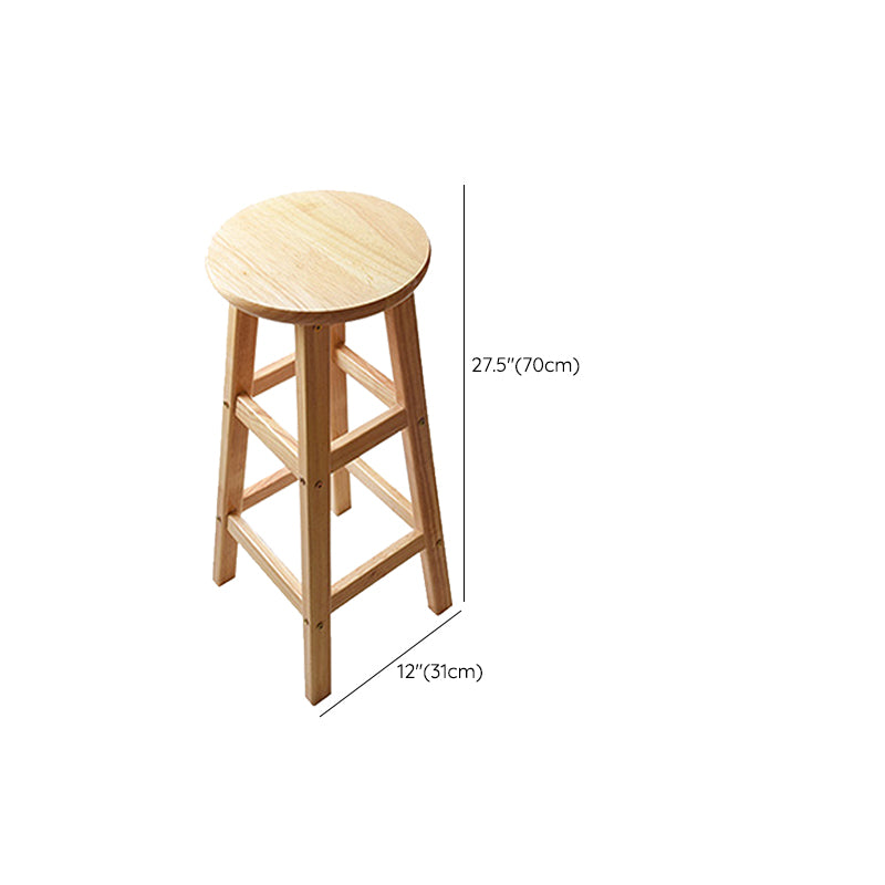 Light Wood Finish Counter & Bar Stools Modern Indoor Stools with 4 Legs