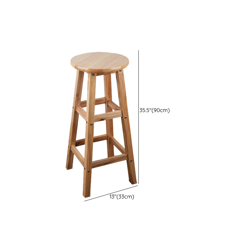 Light Wood Finish Counter & Bar Stools Modern Indoor Stools with 4 Legs