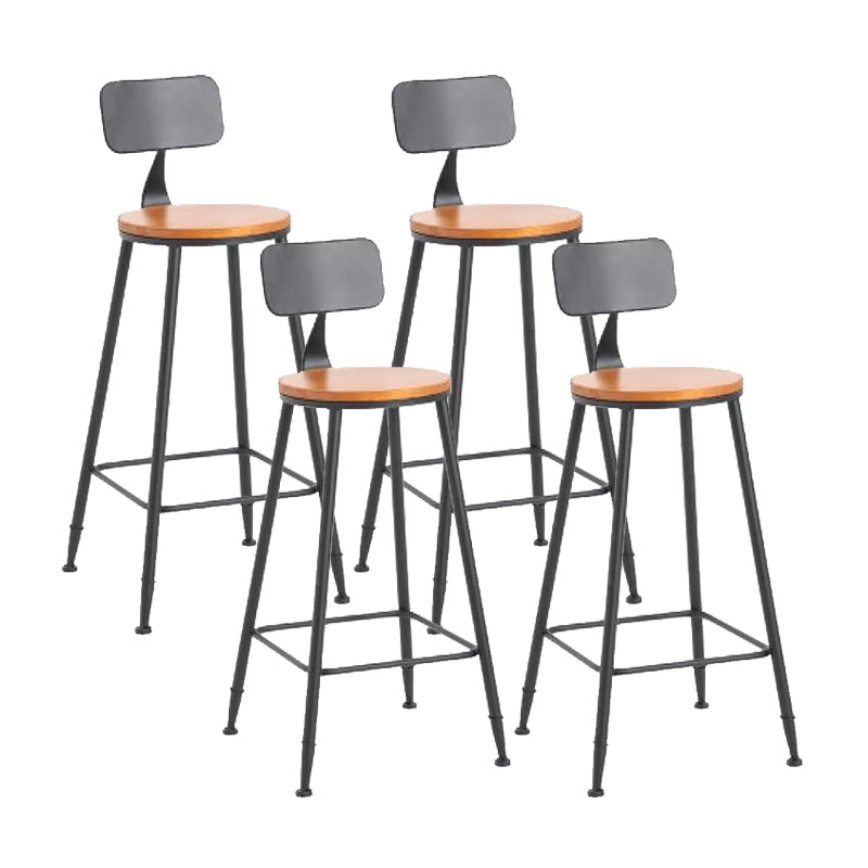 Industrial Dining Stools Armless Bar Stools with Black Metal Base