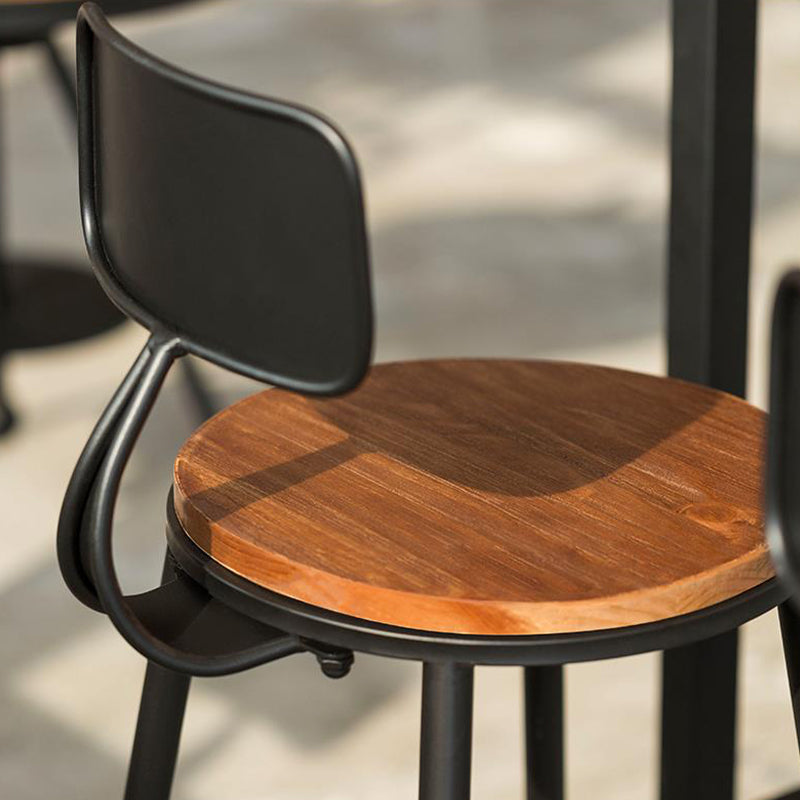 Industrial Dining Stools Armless Bar Stools with Black Metal Base