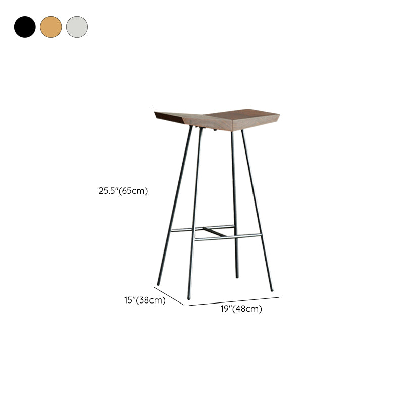 Brown Pine Wood Top Counter & Bar Stools Modern Indoor Backless Stools
