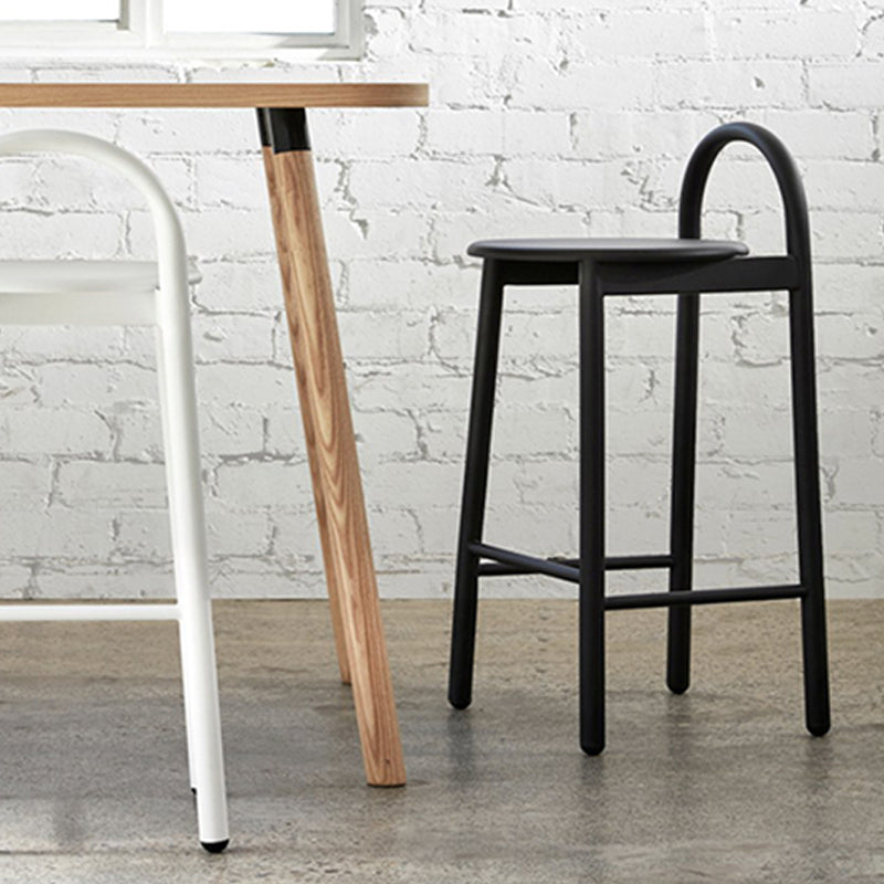 Matte Finish Wood Bar & Counter Chairs Modern Indoor Stools with Metal Frame