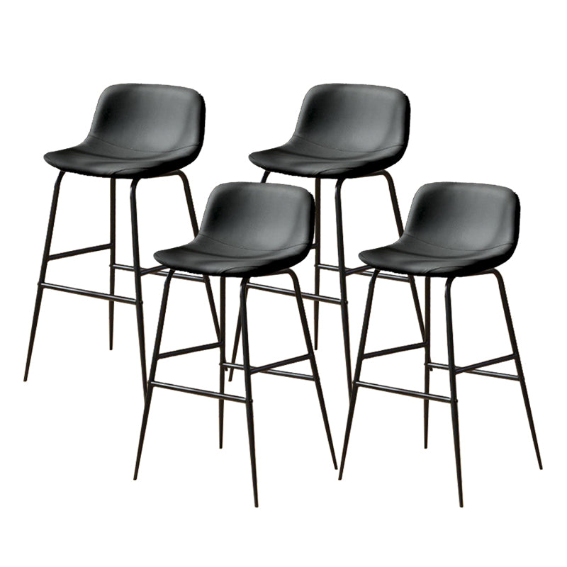 Faux Leather Dining Stools Industrial Bar Stools with Black Metal Base