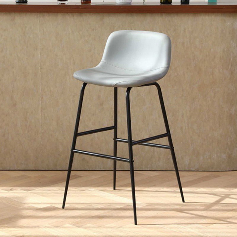 Faux Leather Dining Stools Industrial Bar Stools with Black Metal Base
