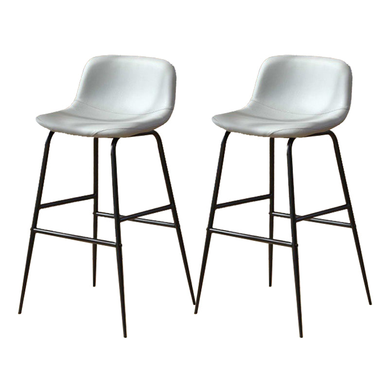 Faux Leather Dining Stools Industrial Bar Stools with Black Metal Base