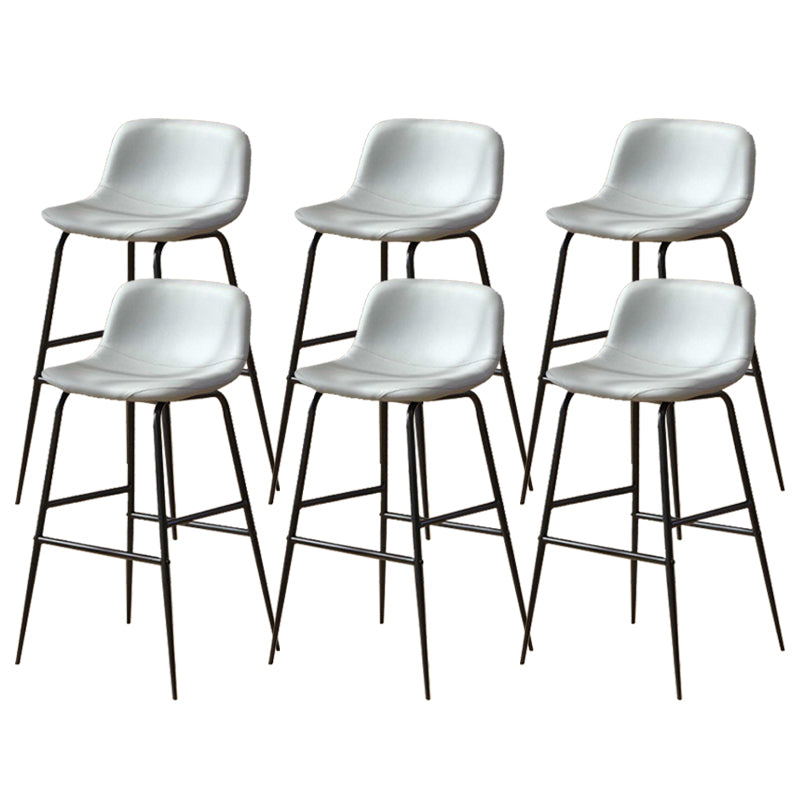 Faux Leather Dining Stools Industrial Bar Stools with Black Metal Base