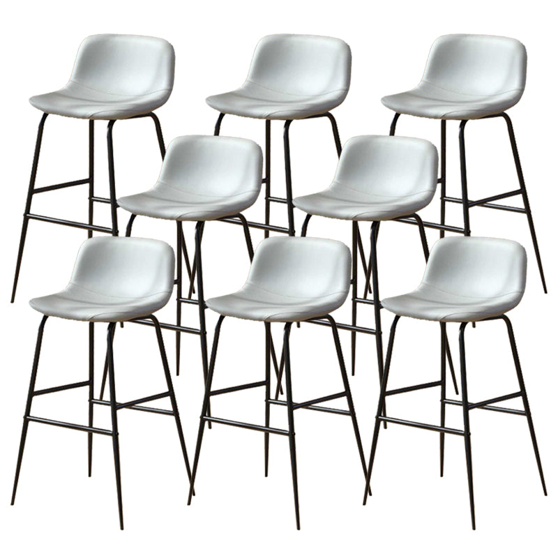 Faux Leather Dining Stools Industrial Bar Stools with Black Metal Base