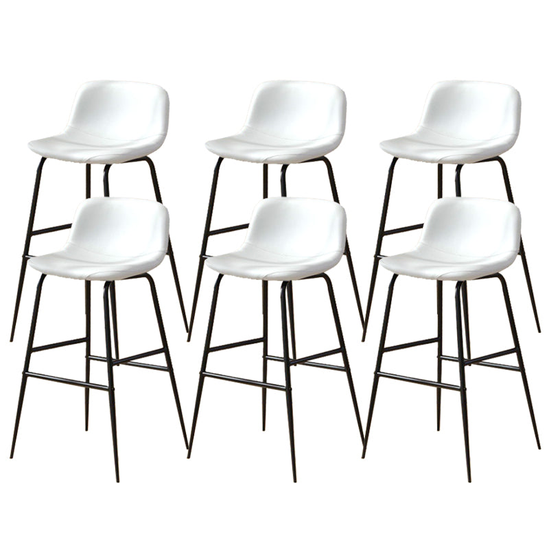 Faux Leather Dining Stools Industrial Bar Stools with Black Metal Base
