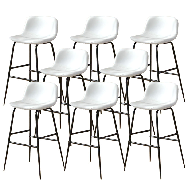 Faux Leather Dining Stools Industrial Bar Stools with Black Metal Base