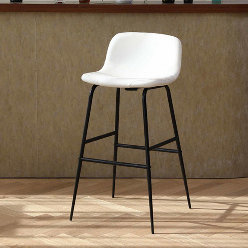 Faux Leather Dining Stools Industrial Bar Stools with Black Metal Base