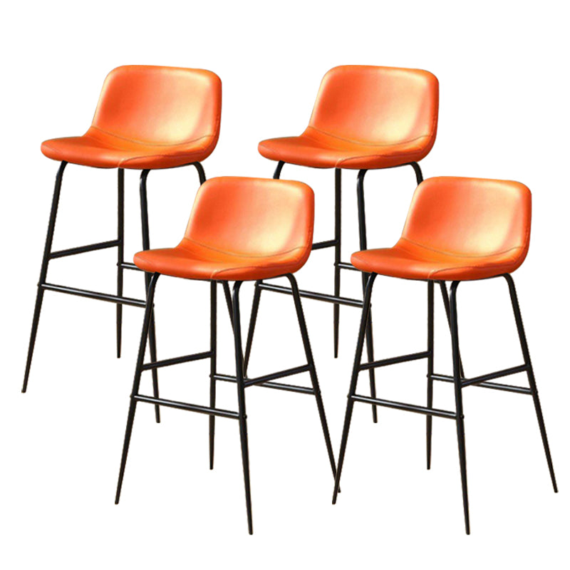 Faux Leather Dining Stools Industrial Bar Stools with Black Metal Base