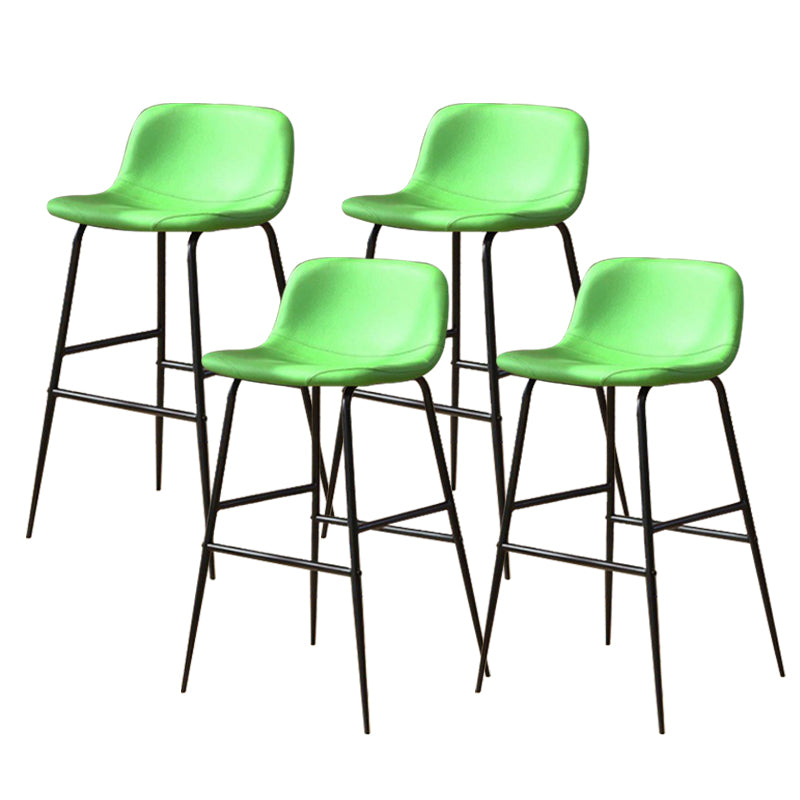 Faux Leather Dining Stools Industrial Bar Stools with Black Metal Base