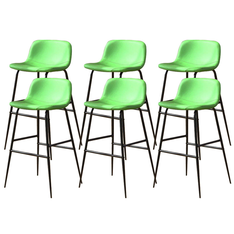 Faux Leather Dining Stools Industrial Bar Stools with Black Metal Base