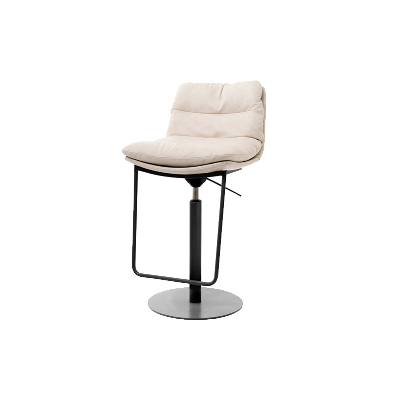 White Adjustable Height Bar Stools Industrial Faux Leather Stools