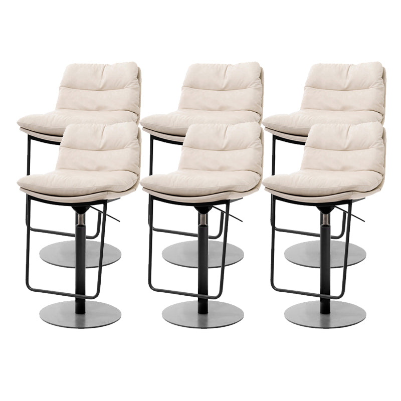 White Adjustable Height Bar Stools Industrial Faux Leather Stools