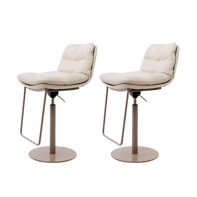 White Adjustable Height Bar Stools Industrial Faux Leather Stools