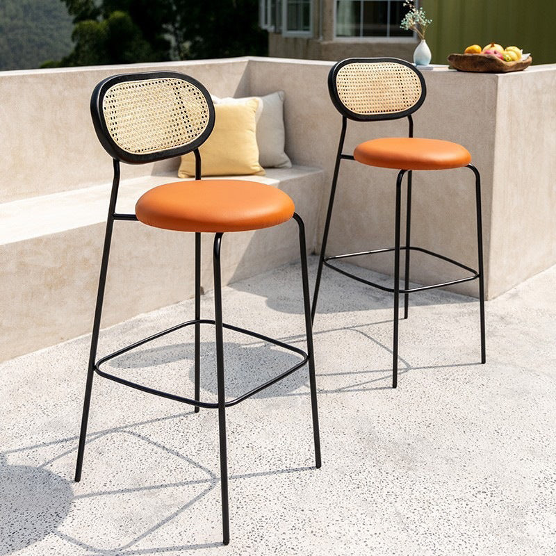 Low Back Dining Stools Contemporary Armless Bar Stools with Metal Base