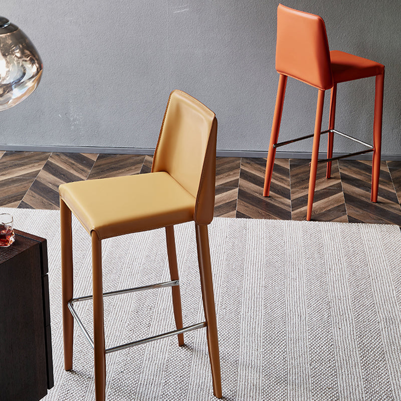 Leather Bar Stool Modern Low Back Counter Stool for Dining Room