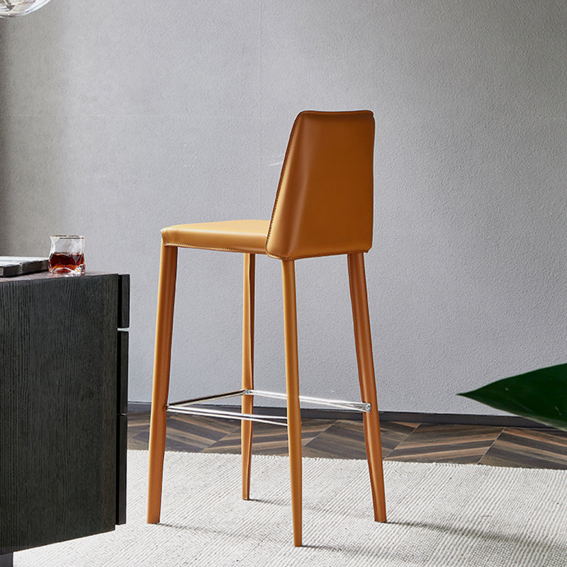 Leather Bar Stool Modern Low Back Counter Stool for Dining Room