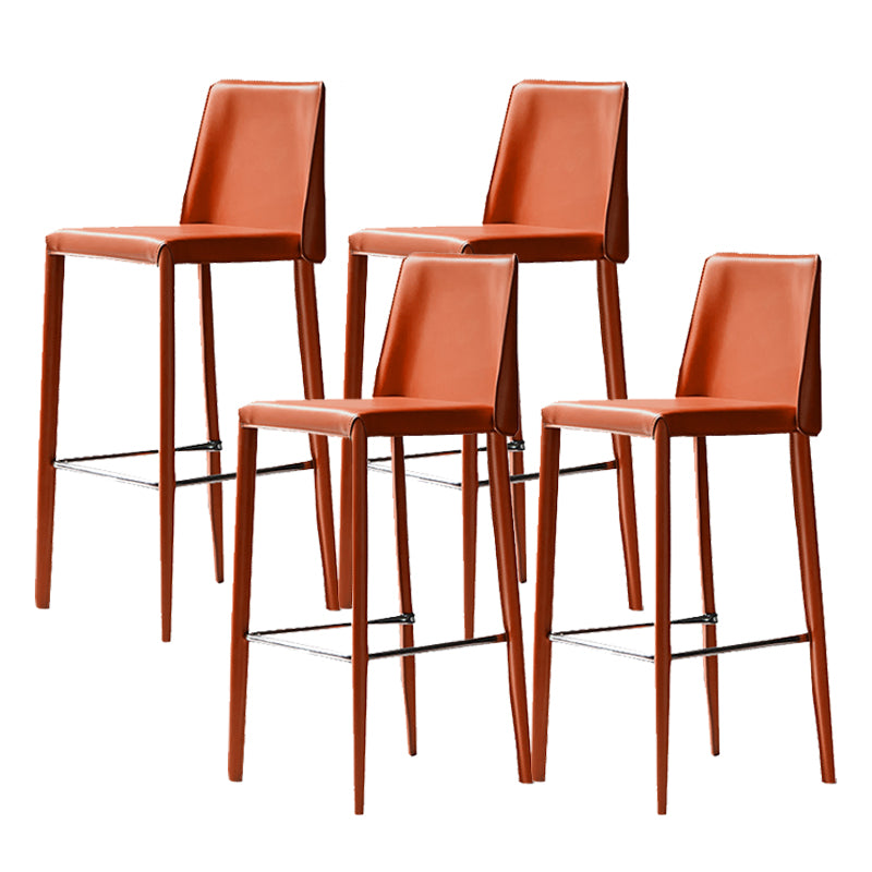 Leather Bar Stool Modern Low Back Counter Stool for Dining Room