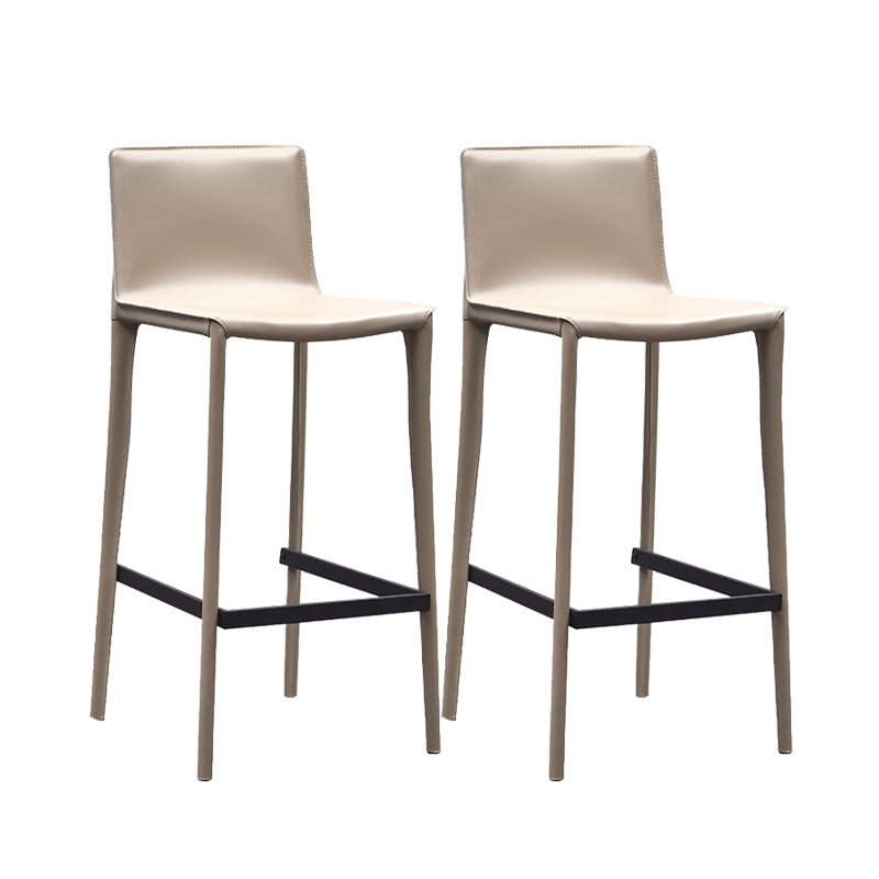 Beige Faux Leather Stools with Footrest Contemporary Indoor Bar Stools