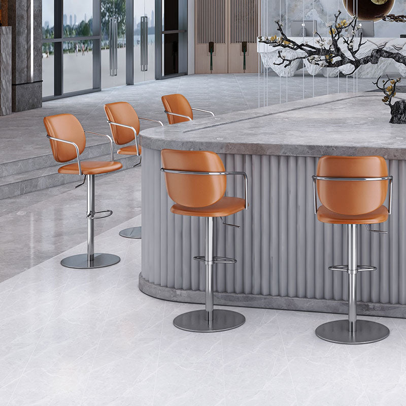 Industrial Leather Bar Stool Adjustable Backrest Counter Stool for Bristol