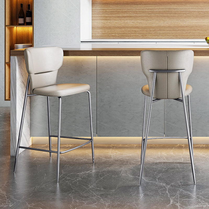 Modern Bar Stool Leather Backrest Counter Stool with Metal Base