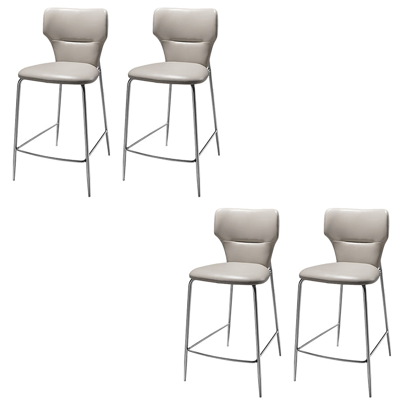 Modern Bar Stool Leather Backrest Counter Stool with Metal Base