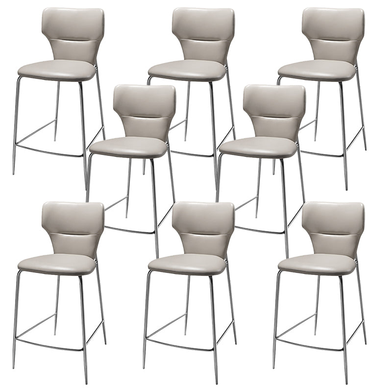 Modern Bar Stool Leather Backrest Counter Stool with Metal Base